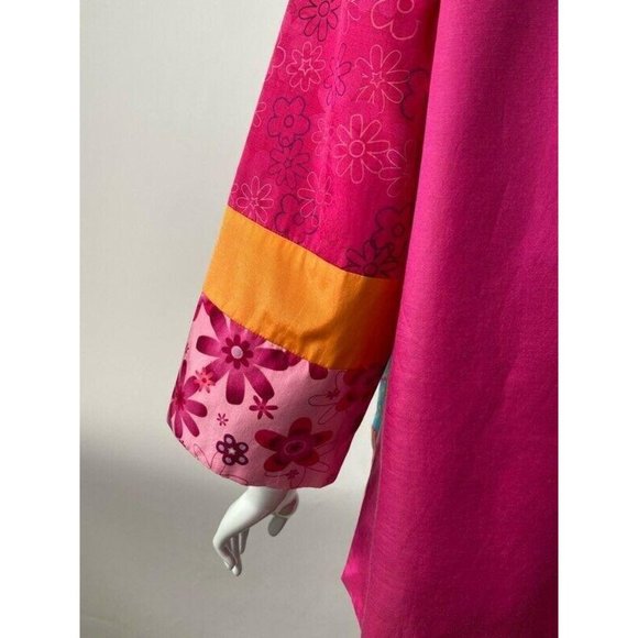 Diane Gilman Womens Silk Blend Jacket Pink Turquoi - Picture 7 of 10